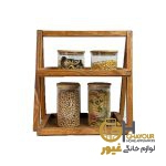 استند چوبی دوطبقه دسته دار