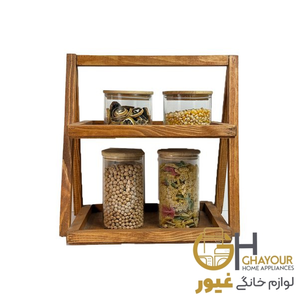 استند چوبی دوطبقه دسته دار