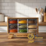 استند ادویه چوبی مدل 9 کشو روس وود