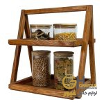 استند چوبی دوطبقه دسته دار