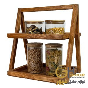 استند چوبی دوطبقه دسته دار