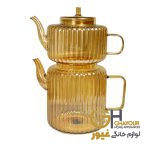 کتری-و-قوری-پیرکس-شیار- دار-شامپاینی
