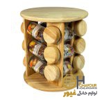 ست ادویه 12 تایی گردان ایستاده گرد چوبی