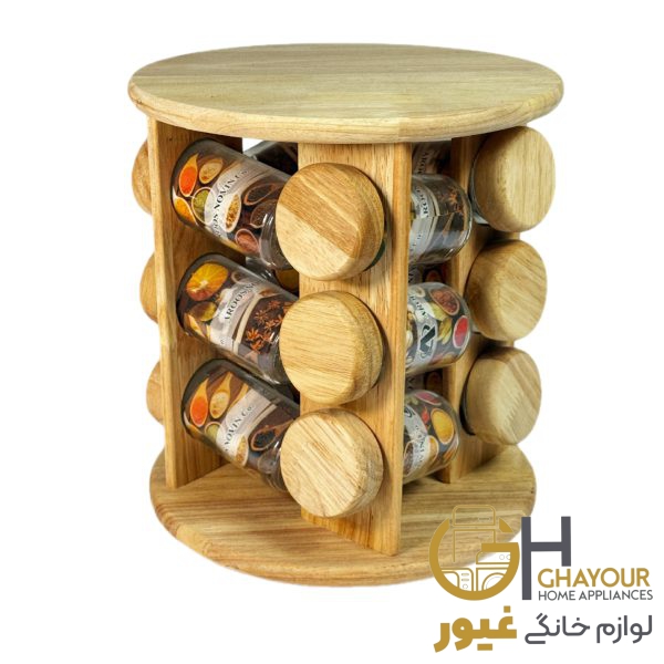ست ادویه 12 تایی گردان ایستاده گرد چوبی ست ادویه 12 تایی گردان ایستاده گرد چوبی