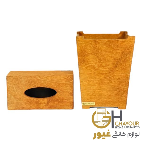 سطل-و-جا-دستمال-روس- وود-ساده