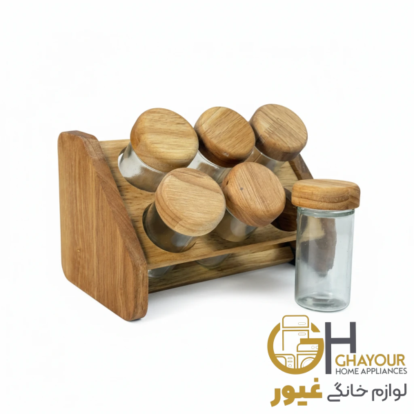 سرویس ادویه 6 تایی کج چوبی سرویس ادویه 6 تایی کج چوبی