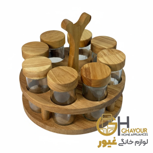 جا ادویه چوبی 8 تایی مدل تخت گردان