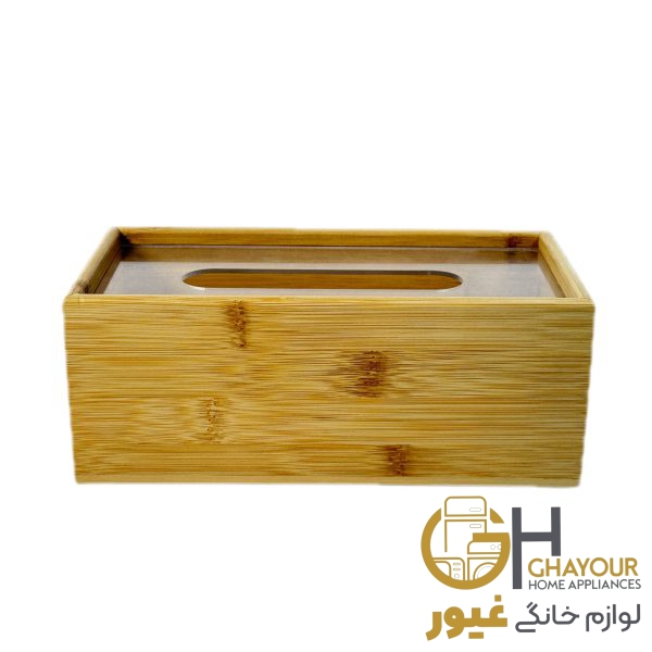 جعبه دستمال کاغذی بامبو درب اکروليک