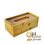 جعبه دستمال کاغذی بامبو درب اکروليک