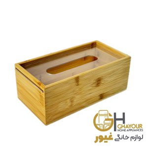جعبه دستمال کاغذی بامبو درب اکروليک