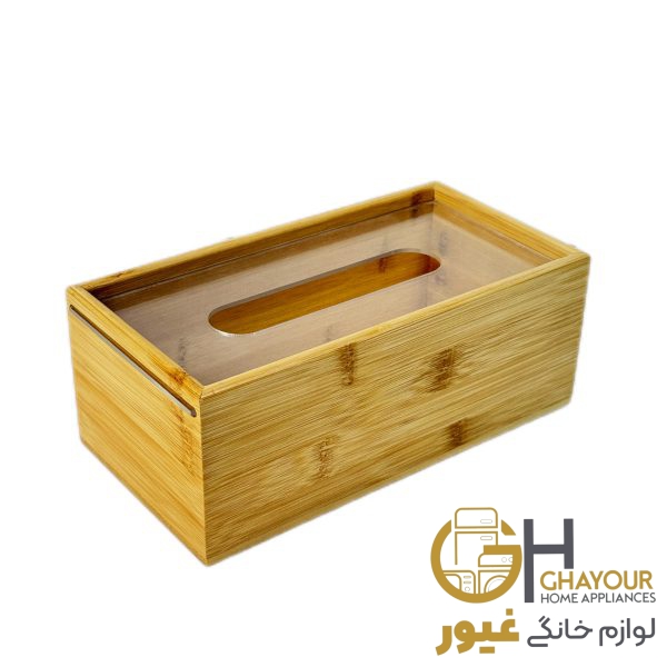 جعبه دستمال کاغذی بامبو درب اکروليک جعبه دستمال کاغذی بامبو درب اکروليک