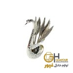 قاشق چاي خوري نقره اي طرح برگ