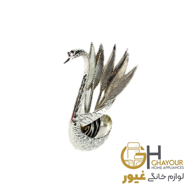 قاشق چاي خوري نقره اي طرح برگ
